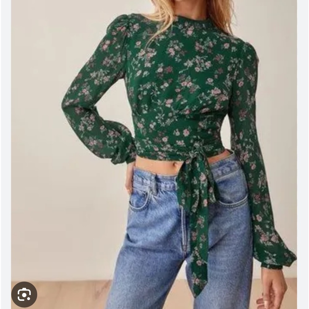 Reformation Raye Open-back blouse